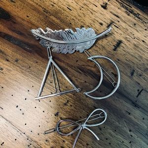 Lot of 4 hair clips barrettes silver tone